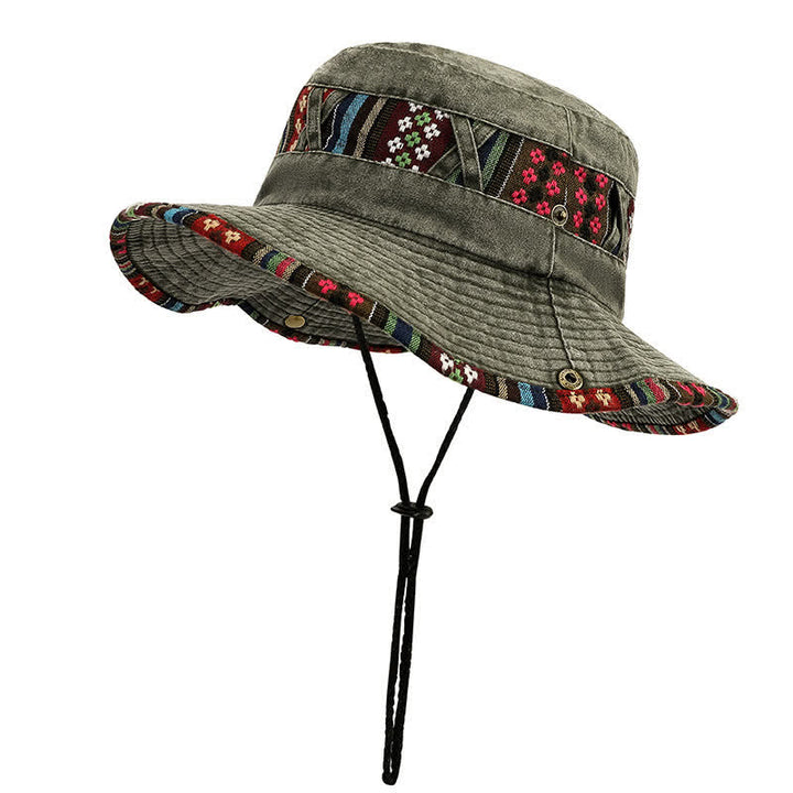 Sombrero de pescador unisex con diseño floral geométrico y bohemio