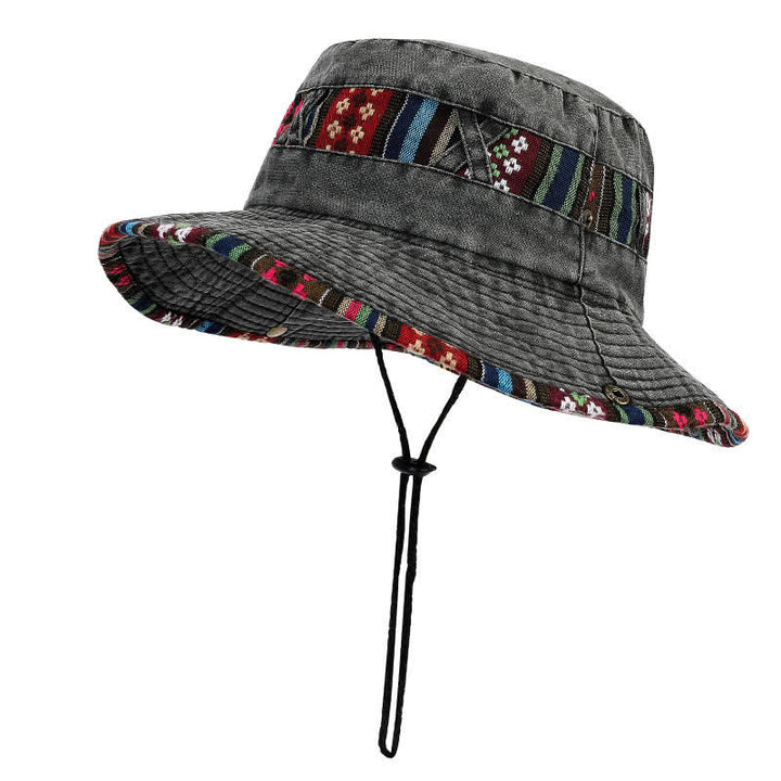 Sombrero de pescador unisex con diseño floral geométrico y bohemio