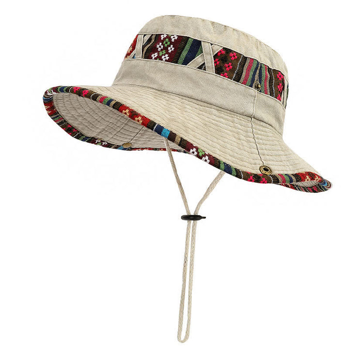 Sombrero de pescador unisex con diseño floral geométrico y bohemio