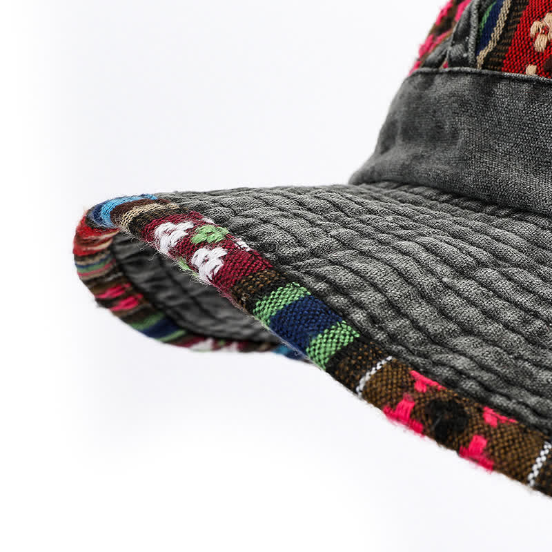 Sombrero de pescador unisex con diseño floral geométrico y bohemio