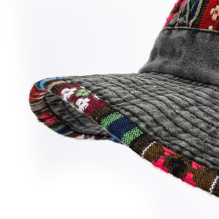 Sombrero de pescador unisex con diseño floral geométrico y bohemio