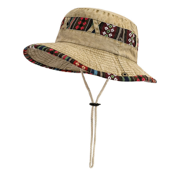 Sombrero de pescador unisex con diseño floral geométrico y bohemio