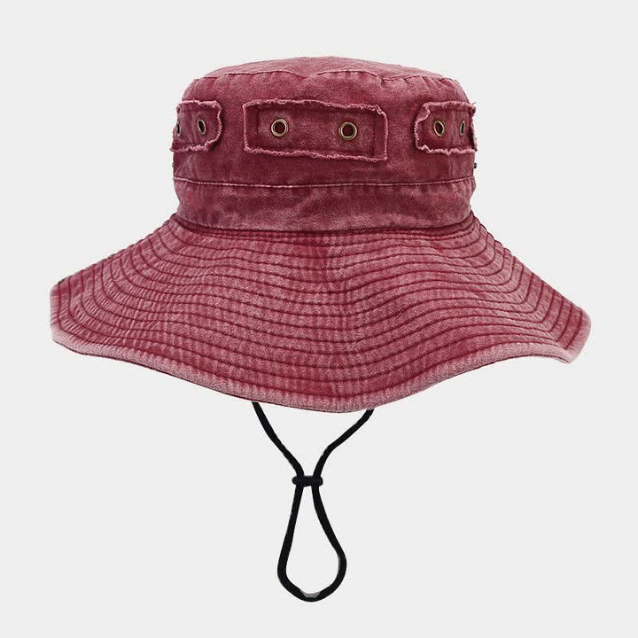 Sombrero tipo pescador unisex con protección solar y parche de mezclilla