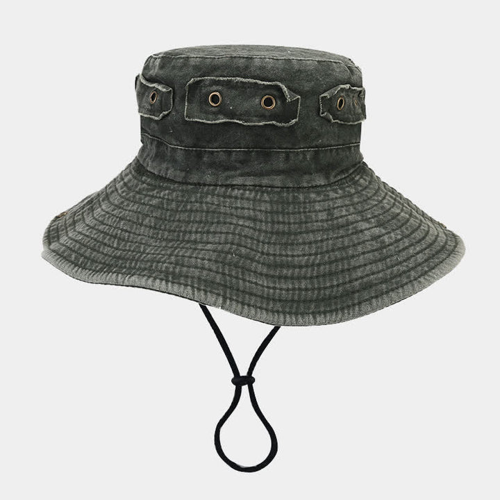 Sombrero tipo pescador unisex con protección solar y parche de mezclilla