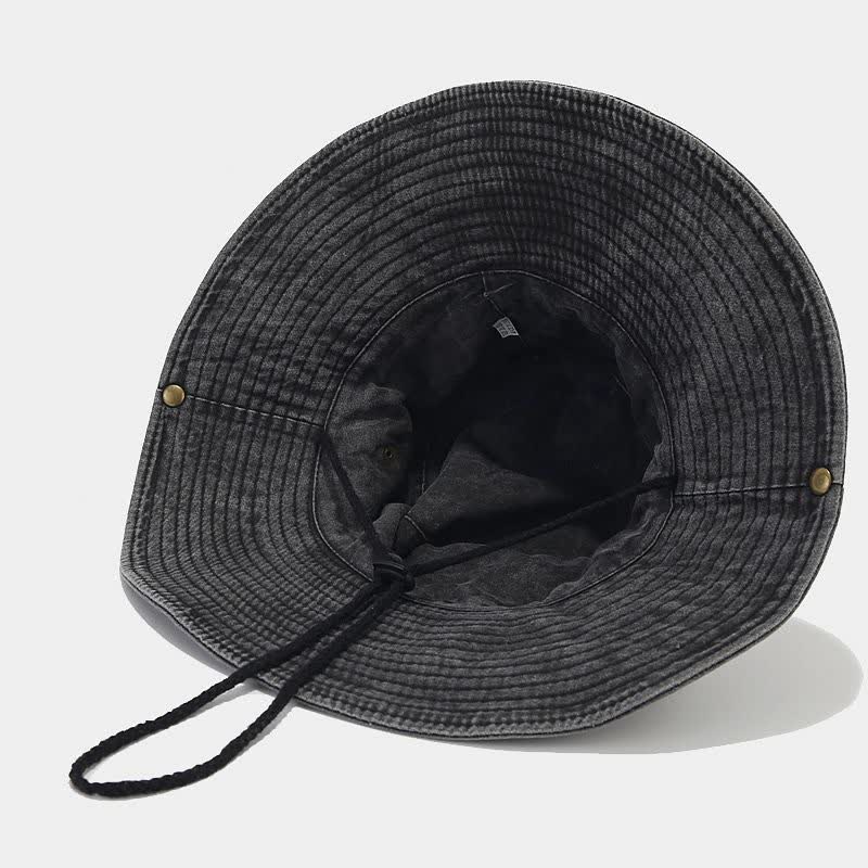 Sombrero tipo pescador unisex con protección solar y parche de mezclilla