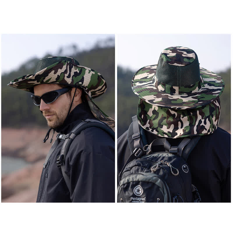 Sombrero de pescador con diseño de malla solar y camuflaje para hombre