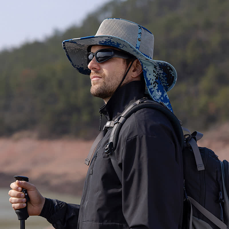Sombrero de pescador con diseño de malla solar y camuflaje para hombre