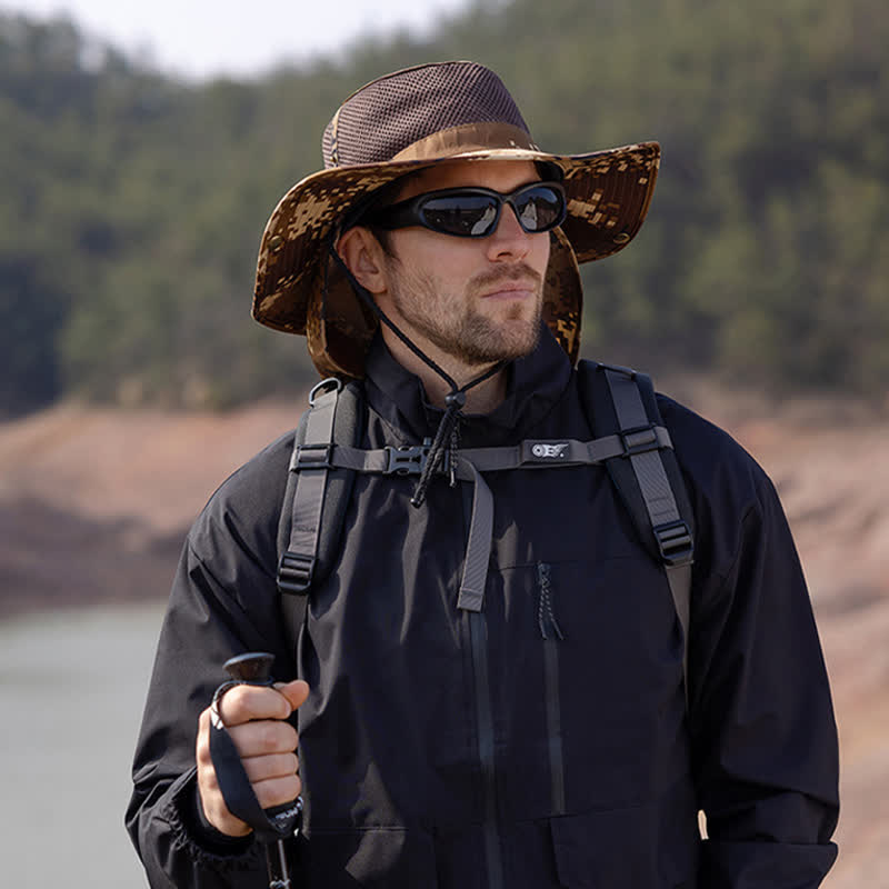 Sombrero de pescador con diseño de malla solar y camuflaje para hombre