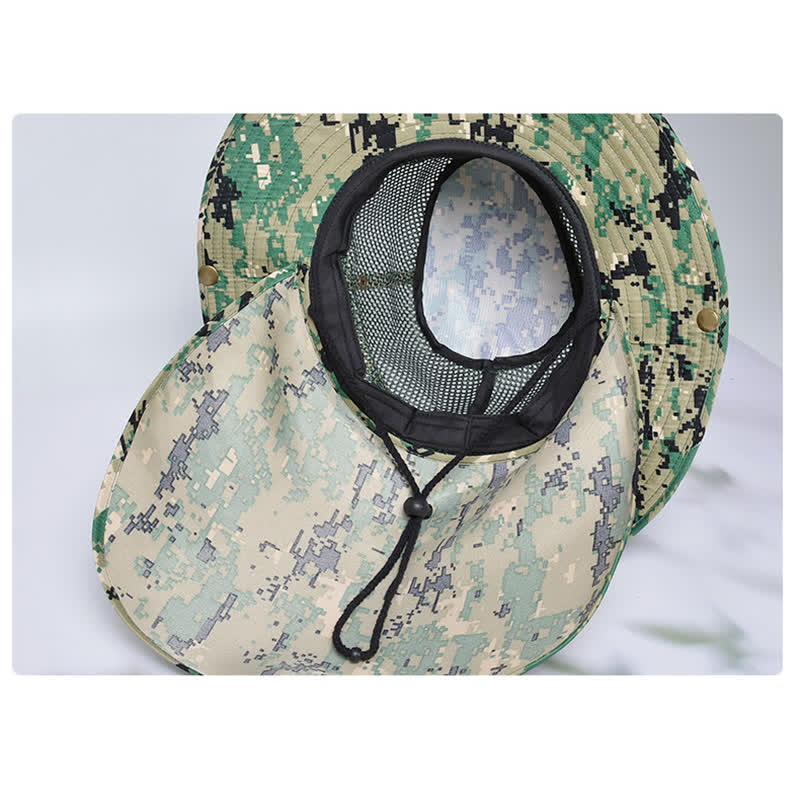 Sombrero de pescador con diseño de malla solar y camuflaje para hombre
