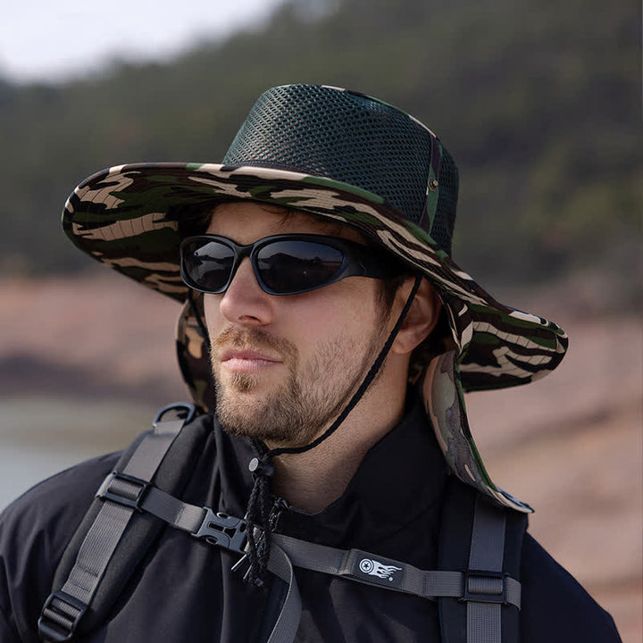 Sombrero de pescador con diseño de malla solar y camuflaje para hombre