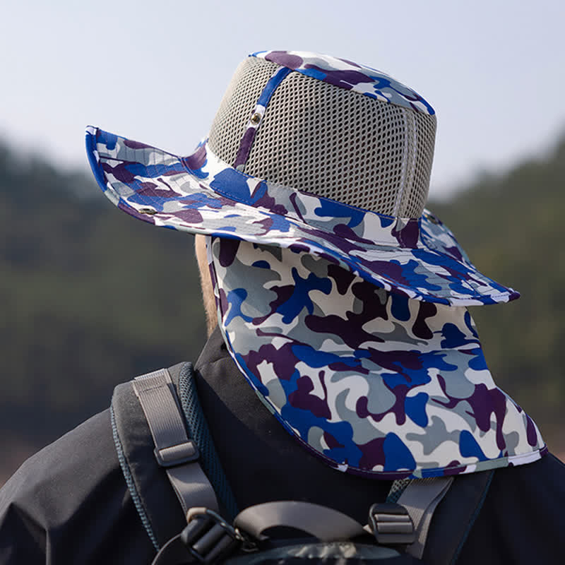 Sombrero de pescador con diseño de malla solar y camuflaje para hombre