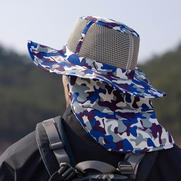 Sombrero de pescador con diseño de malla solar y camuflaje para hombre
