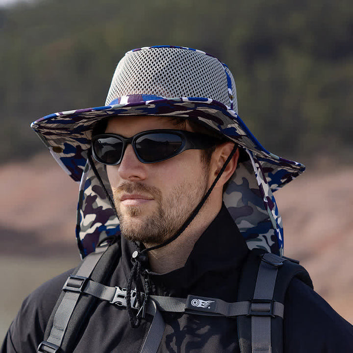 Sombrero de pescador con diseño de malla solar y camuflaje para hombre