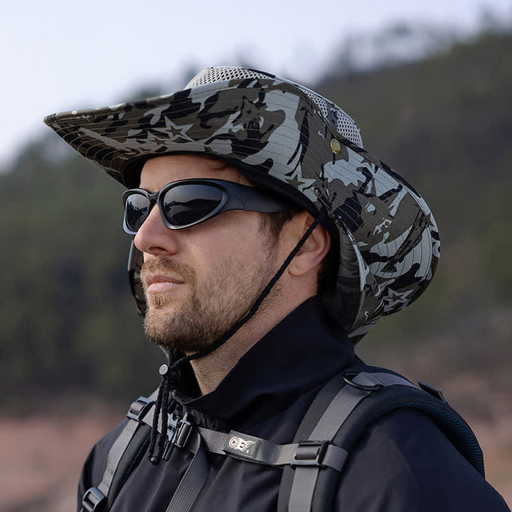 Sombrero de pescador con diseño de malla solar y camuflaje para hombre