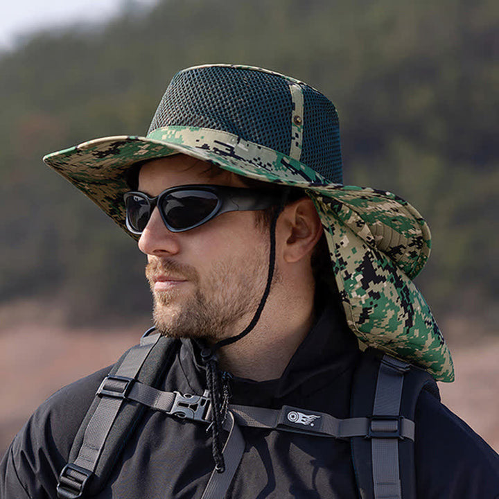 Sombrero de pescador con diseño de malla solar y camuflaje para hombre