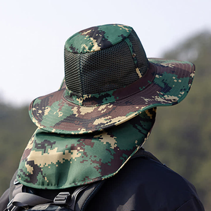 Sombrero de pescador con diseño de malla solar y camuflaje para hombre