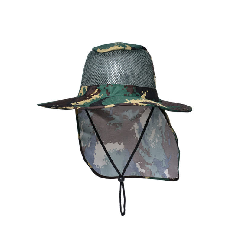 Sombrero de pescador con diseño de malla solar y camuflaje para hombre