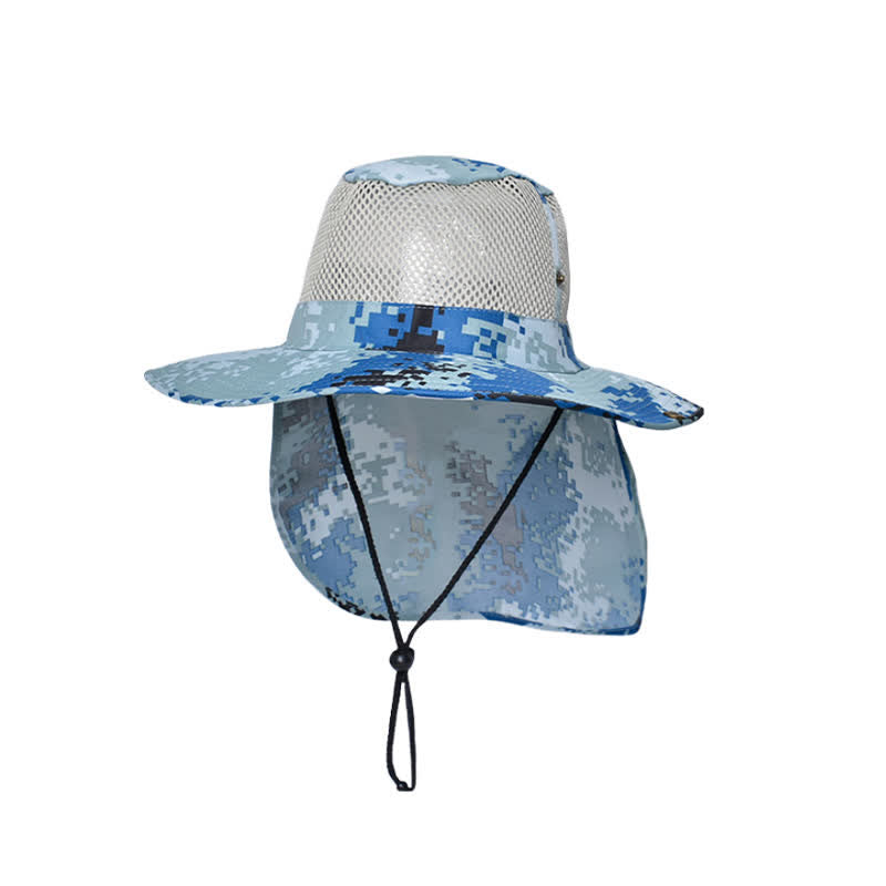 Sombrero de pescador con diseño de malla solar y camuflaje para hombre