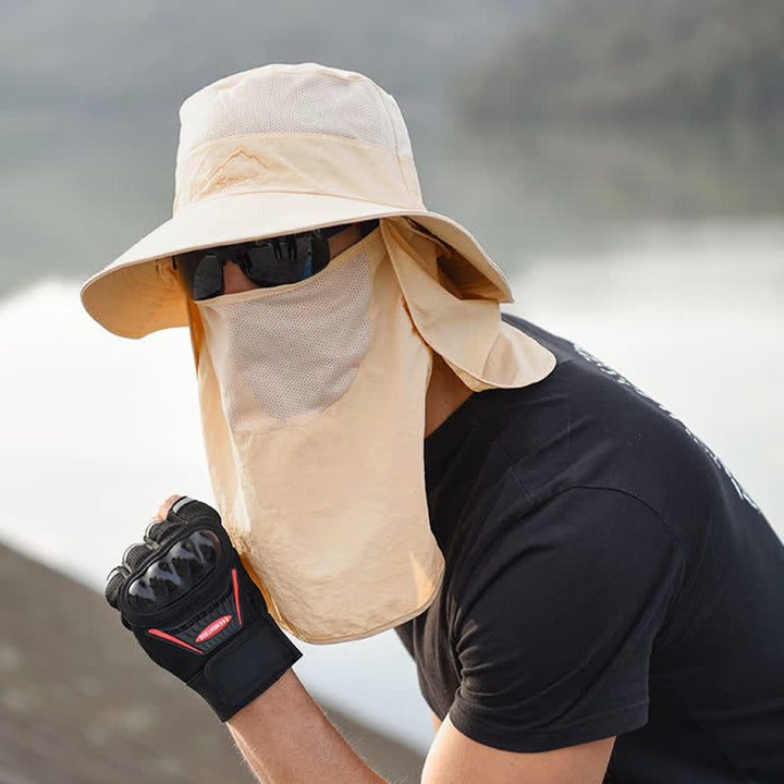 Sombrero de pescador para senderismo con mascarilla desmontable para hombre