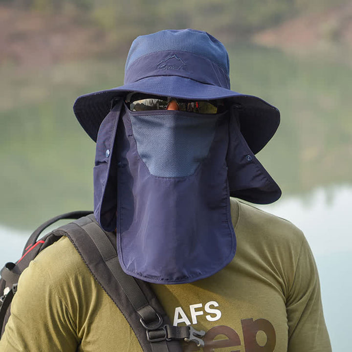 Sombrero de pescador para senderismo con mascarilla desmontable para hombre