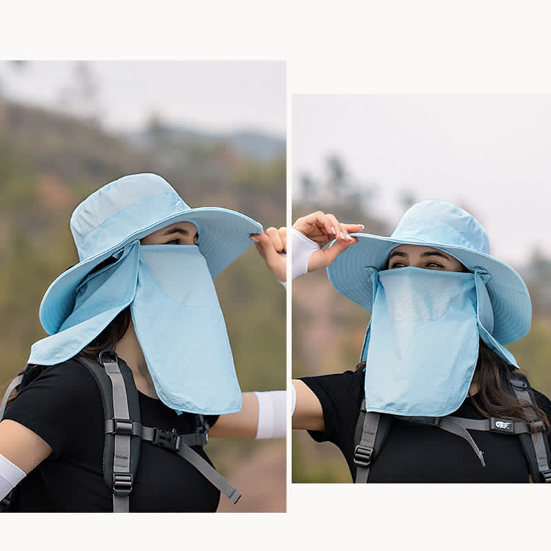 Sombrero de pescador para senderismo con mascarilla desmontable para hombre