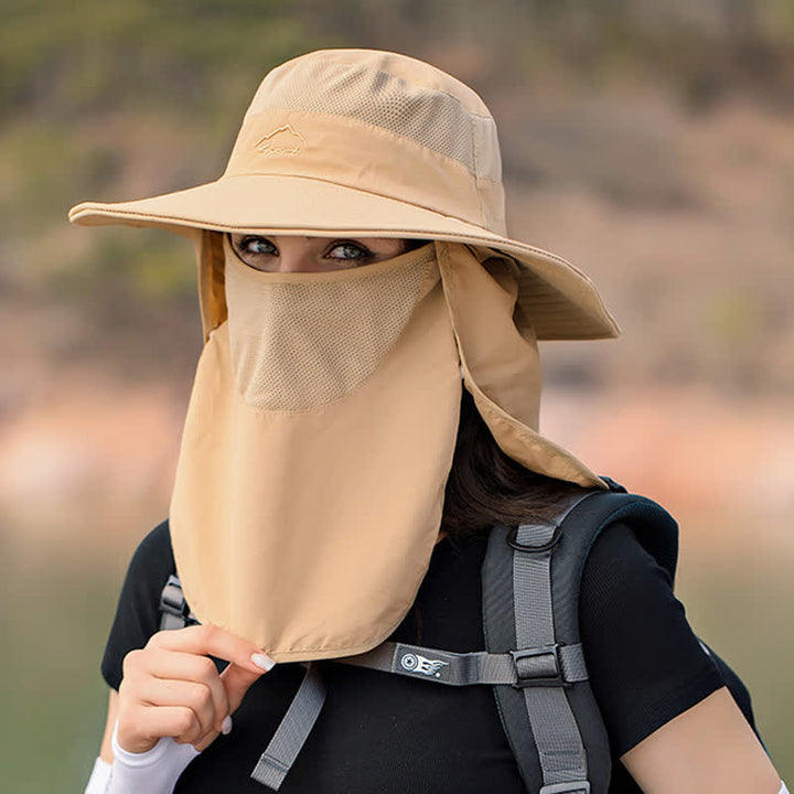 Sombrero de pescador para senderismo con mascarilla desmontable para hombre