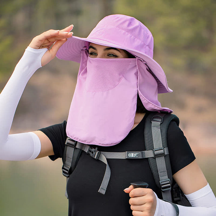 Sombrero de pescador para senderismo con mascarilla desmontable para hombre