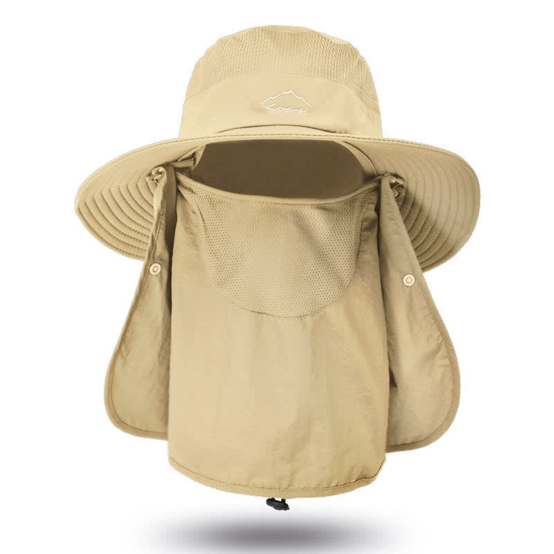 Sombrero de pescador para senderismo con mascarilla desmontable para hombre