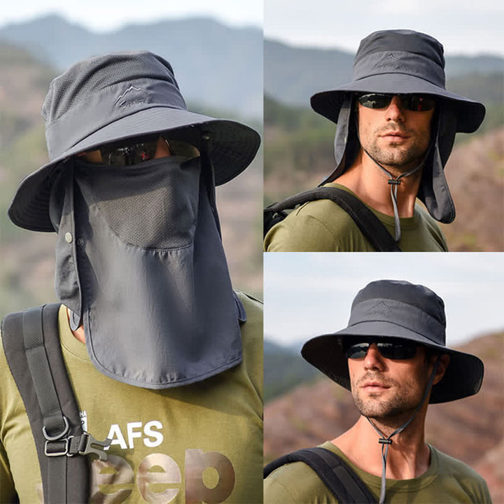 Sombrero de pescador para senderismo con mascarilla desmontable para hombre
