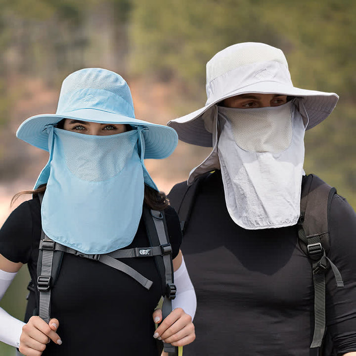 Sombrero de pescador para senderismo con mascarilla desmontable para hombre