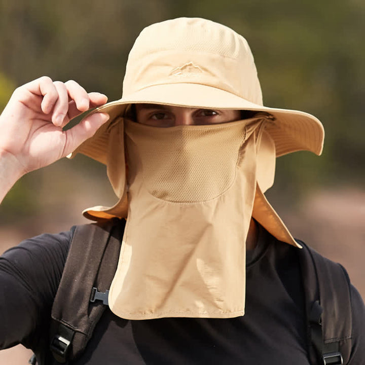 Sombrero de pescador para senderismo con mascarilla desmontable para hombre