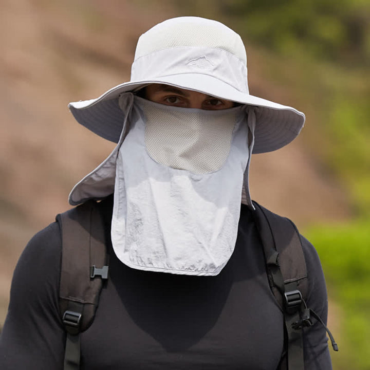 Sombrero de pescador para senderismo con mascarilla desmontable para hombre