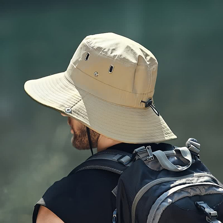 Sombrero de pescador de ala grande para montañismo con parasol para hombre