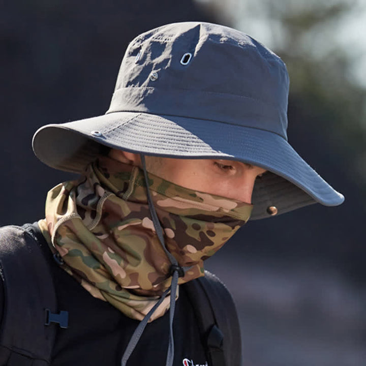 Sombrero de pescador de ala grande para montañismo con parasol para hombre