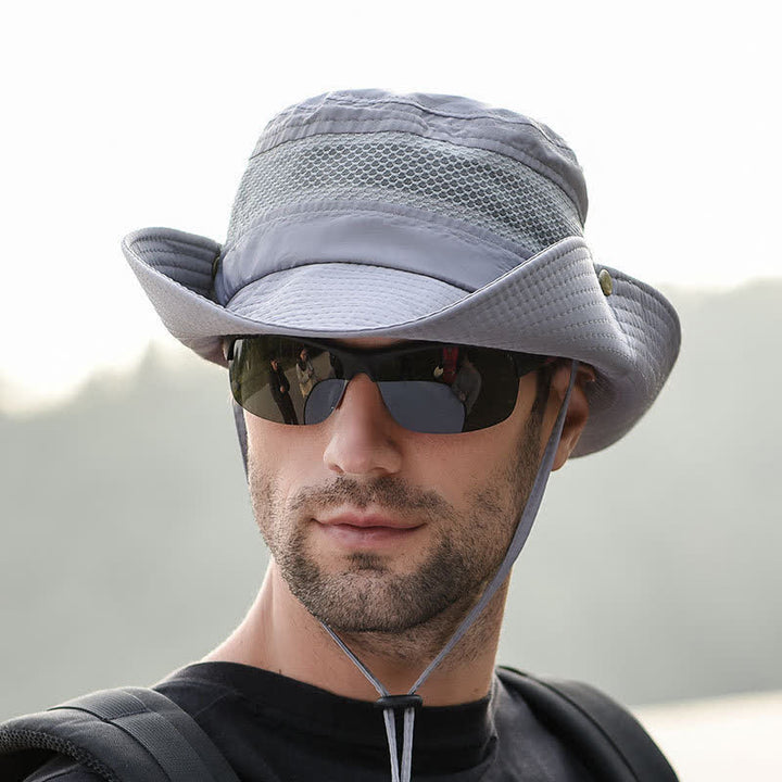 Sombrero de pescador de ala grande de malla transpirable para exteriores para hombre