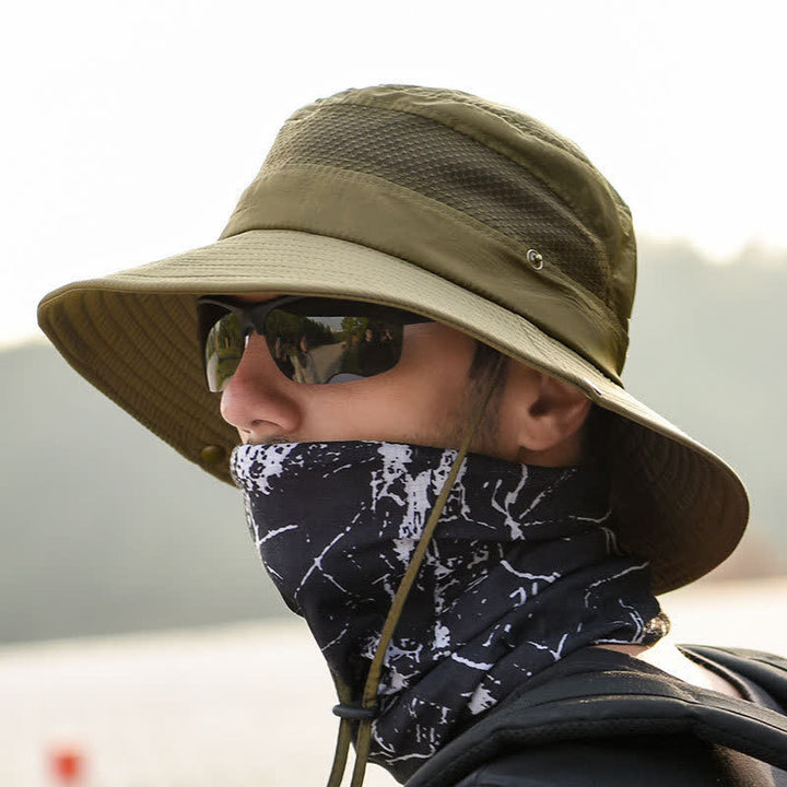 Sombrero de pescador de ala grande de malla transpirable para exteriores para hombre