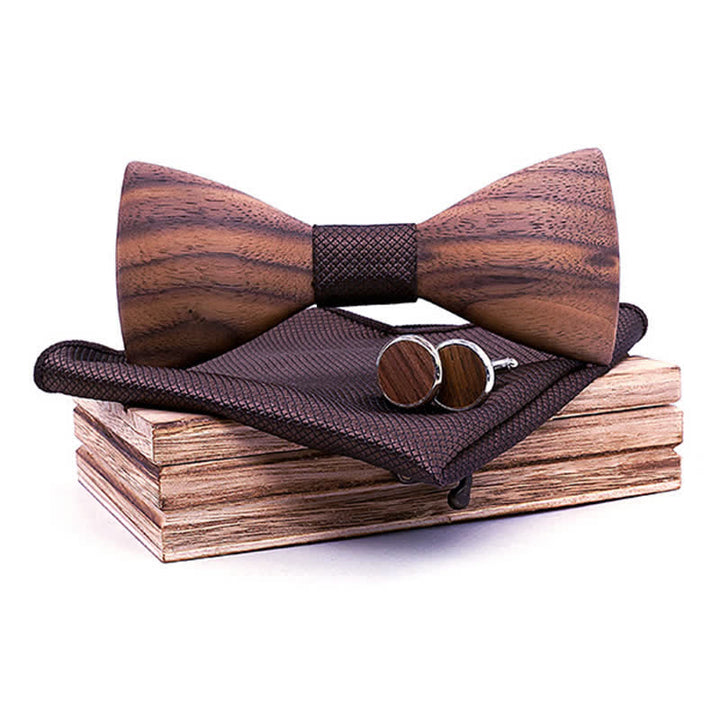 Juego de 3 pajaritas de madera de nogal negro para hombre