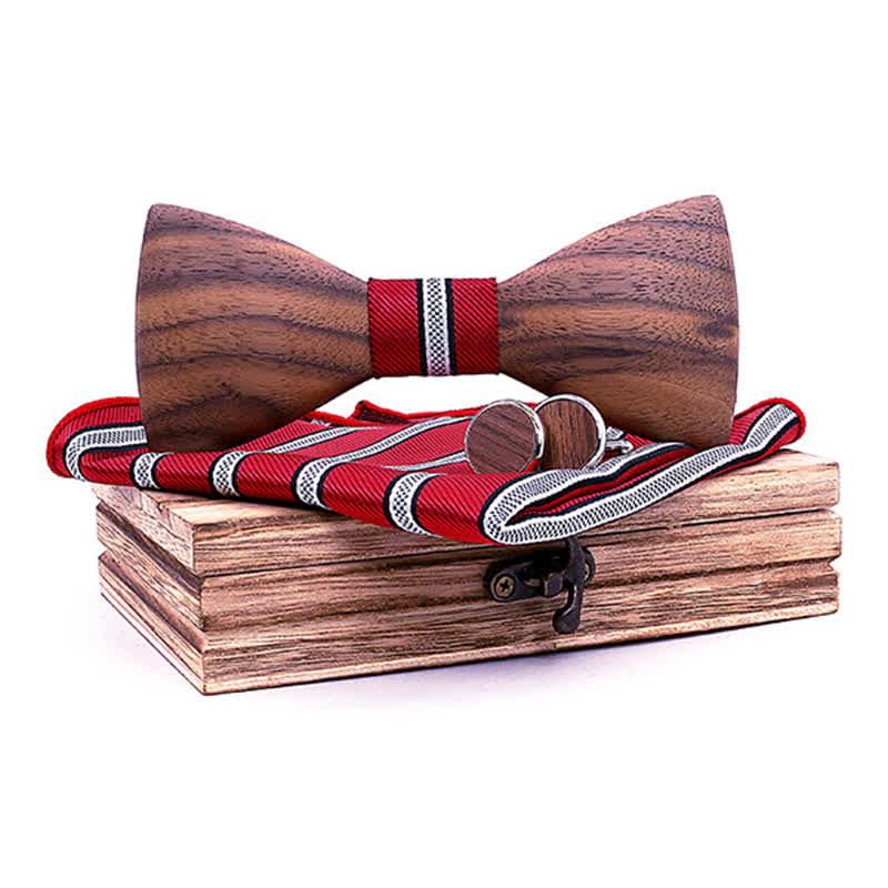 Juego de 3 pajaritas de madera de nogal negro para hombre