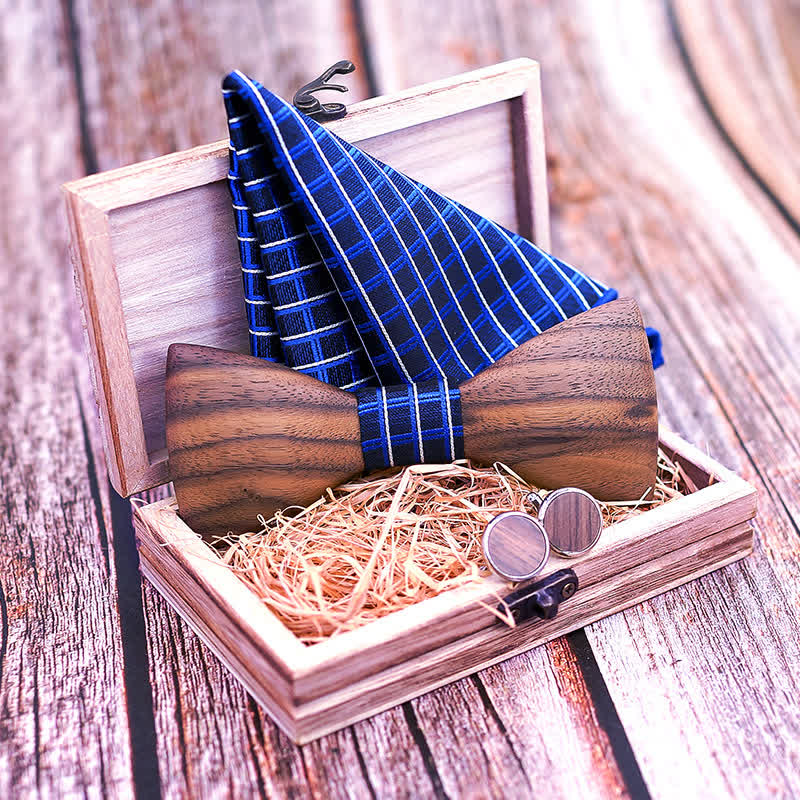 Juego de 3 pajaritas de madera de nogal negro para hombre