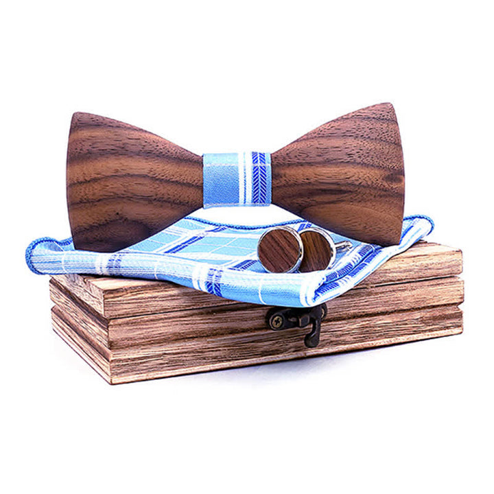 Juego de 3 pajaritas de madera de nogal negro para hombre