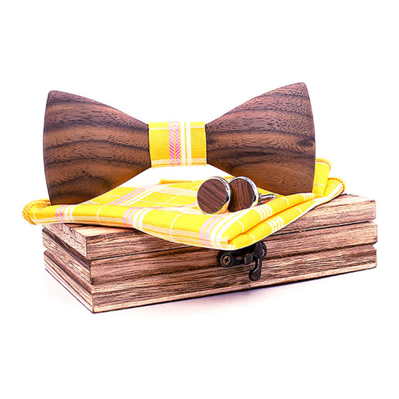 Juego de 3 pajaritas de madera de nogal negro para hombre