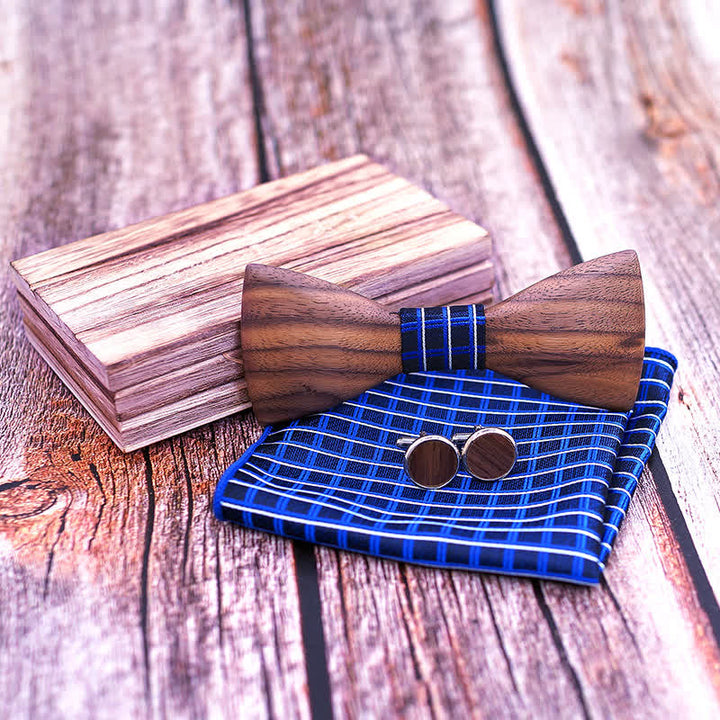 Juego de 3 pajaritas de madera de nogal negro para hombre