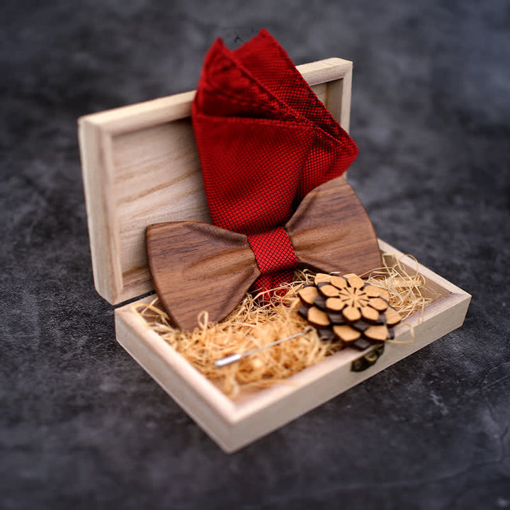 Juego de 3 pajaritas decorativas de madera natural para hombre