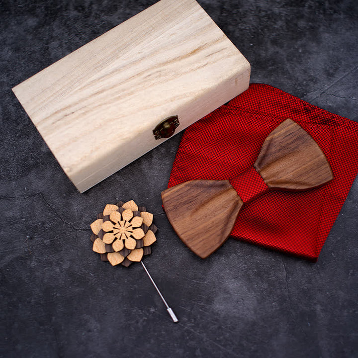 Juego de 3 pajaritas decorativas de madera natural para hombre