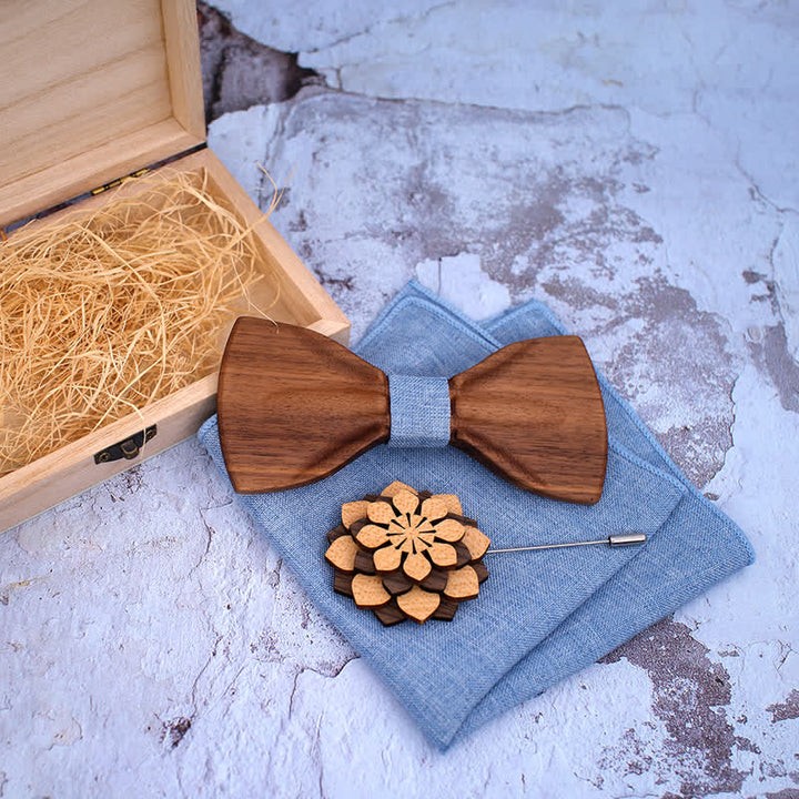 Juego de 3 pajaritas decorativas de madera natural para hombre