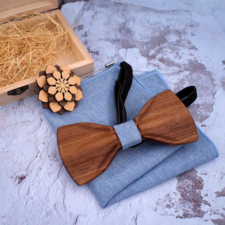 Juego de 3 pajaritas decorativas de madera natural para hombre