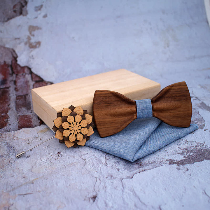 Juego de 3 pajaritas decorativas de madera natural para hombre