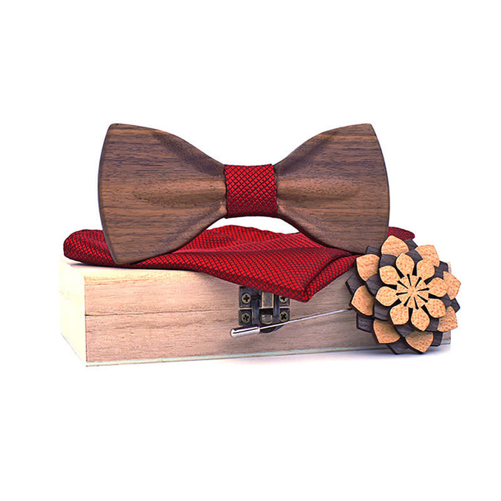Juego de 3 pajaritas decorativas de madera natural para hombre