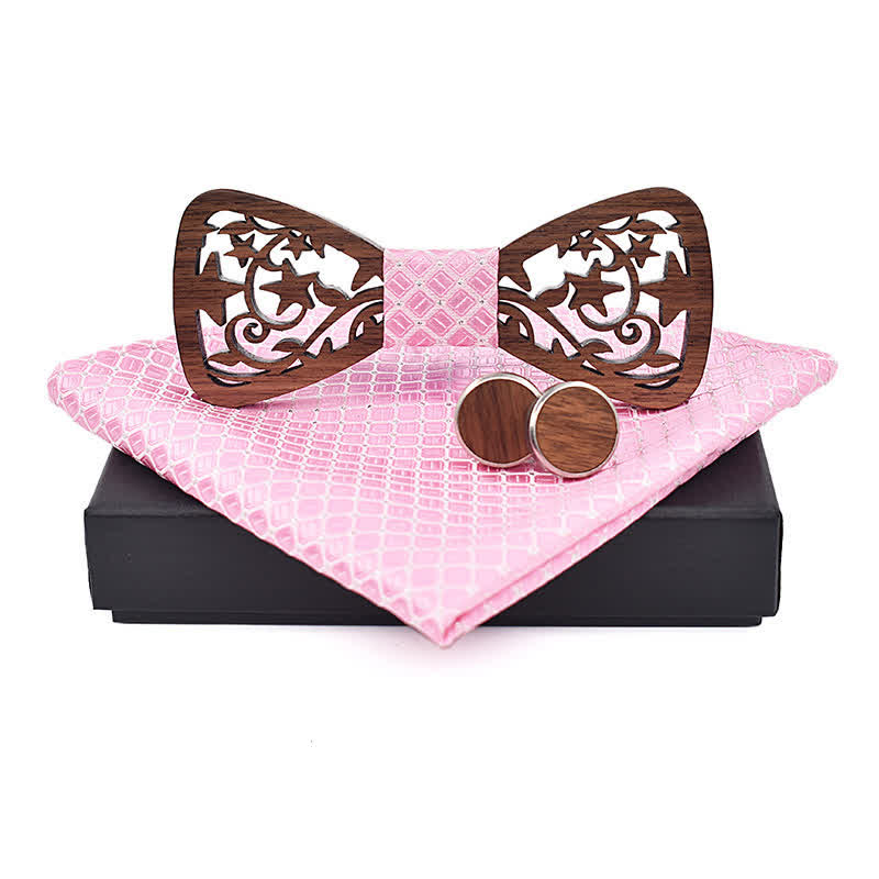 Juego de 3 pajaritas de madera con forma de estrella hueca creativas para hombre