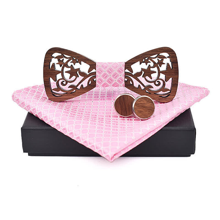Juego de 3 pajaritas de madera con forma de estrella hueca creativas para hombre